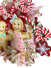 Load image into Gallery viewer, Boy and Girl Gingerbread Wreath, Christmas Wreath, Ginger Bread Christmas, Christmas Decor
