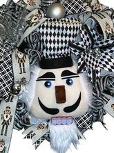 Load image into Gallery viewer, Nutcracker Christmas Wreath, Black and White Christmas, Christmas Decor
