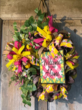 Load image into Gallery viewer, Welcome to Our Home Wreath, Pink Lemonade, Kitchen Decor, Patio Decor
