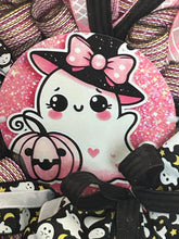 Load image into Gallery viewer, Pink Ghost Halloween, Black and Pink Halloween, Halloween Wreath
