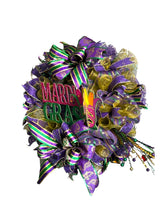 Load image into Gallery viewer, Mardi Gras Wreath, Mardi Gras Decor, Fat Tuesday
