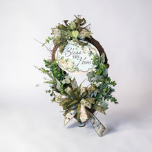 Load image into Gallery viewer, Bless This Home Wreath, Everyday Wreath, Grapevine Wreath, Religious Decor

