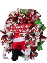 Load image into Gallery viewer, Santa Christmas Wreath, North Pole Christmas, Christmas Decor
