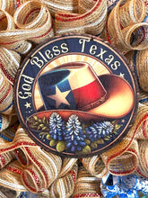 Load image into Gallery viewer, Texas Wreath, Texas Patriotic, God Bless Texas
