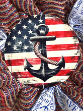 Load image into Gallery viewer, Navy Wreath, Military Wreath, Anchor, Patriotic, Veteran Gift
