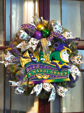 Load image into Gallery viewer, Mardi Gras Wreath, Mardi Gras Decor, Fat Tuesday
