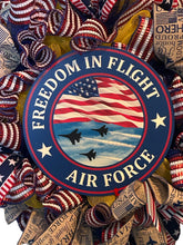 Load image into Gallery viewer, Air Force Wreath, Military Decor, Patriotic, Veteran Gift

