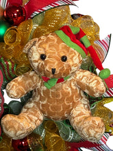 Load image into Gallery viewer, Merry Christmas Wreath with Bear, Christmas Bear, Christmas Decor
