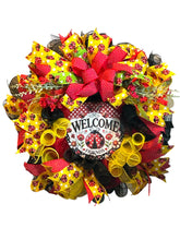 Load image into Gallery viewer, Welcome Friends Ladybug Wreath, Front Door Decor, Spring Summer Wreath
