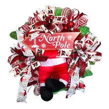 Load image into Gallery viewer, Santa Christmas Wreath, North Pole Christmas, Christmas Decor
