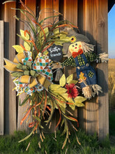 Load image into Gallery viewer, Scarecrow Grapevine Wreath, Fall, Autumn Decor, Thanksgiving Decor
