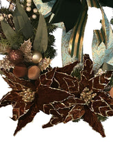 Load image into Gallery viewer, Gold and Brown Poinsettia Wreath, Christmas Wreath, Christmas Decor
