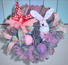Load image into Gallery viewer, Easter Wreath with Bunny and Eggs, Easter Decor, Bunny Wreath, Pastel Easter
