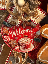Load image into Gallery viewer, Welcome Gingerbread Wreath, Christmas Decor, Gingerbread Christmas
