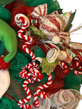 Load image into Gallery viewer, Elf Christmas Wreath. Christmas Decor, Whimsical Christmas
