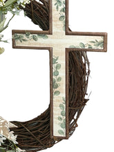 Load image into Gallery viewer, Easter Wreath, Cross Wreath, Easter Religious Decor, Easter Floral Wreath
