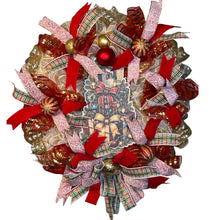 Load image into Gallery viewer, Red and Gold Christmas Wreath, Christmas Decor, Elegant Christmas
