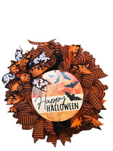 Load image into Gallery viewer, Halloween Wreath, Happy Halloween, Bats, Halloween Decor
