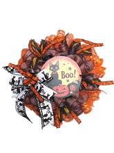 Load image into Gallery viewer, Cat Halloween Wreath, Halloween Decor, Halloween Wreath
