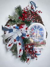 Load image into Gallery viewer, Cardinal Grapevine Wreath, Winter Wreath, Christmas Decor

