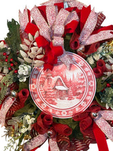 Load image into Gallery viewer, Winter Wreath, Winter Decor, Red and Gold Christmas, Christmas Wreath

