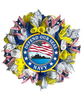 Load image into Gallery viewer, Navy Wreath, Patriotic Wreath, Military Wreath, Veteran Gift, Military Gift
