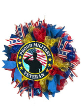 Load image into Gallery viewer, Veteran Wreath, Military Wreath, Veteran Gift, Patriotic Decor
