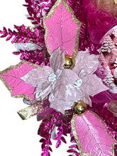 Load image into Gallery viewer, Pink and Gold Santa Christmas Wreath, Christmas Decor, Elegance Christmas, Pink Christmas
