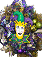 Load image into Gallery viewer, Mardi Gras Wreath, Jester, Mardi Gras Decor
