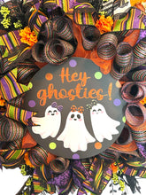 Load image into Gallery viewer, Hey Ghosties Halloween Wreath, Halloween Decor, Ghost
