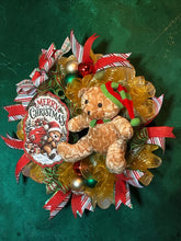 Load image into Gallery viewer, Merry Christmas Wreath with Bear, Christmas Bear, Christmas Decor
