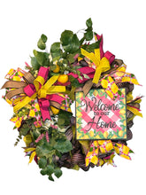 Load image into Gallery viewer, Welcome to Our Home Wreath, Pink Lemonade, Kitchen Decor, Patio Decor
