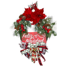Load image into Gallery viewer, Feliz Navidad Wreath, Christmas Decor, Christmas Grapevine Wreath
