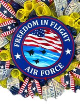 Load image into Gallery viewer, Air Force Wreath, Military Wreath, Veteran Gift, Patriotic
