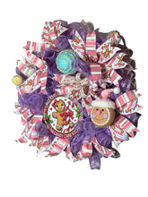 Load image into Gallery viewer, Gingerbread Wishes and Candy Kisses Wreath, Christmas Wreath, Christmas Decor, Gingerbread and Candy
