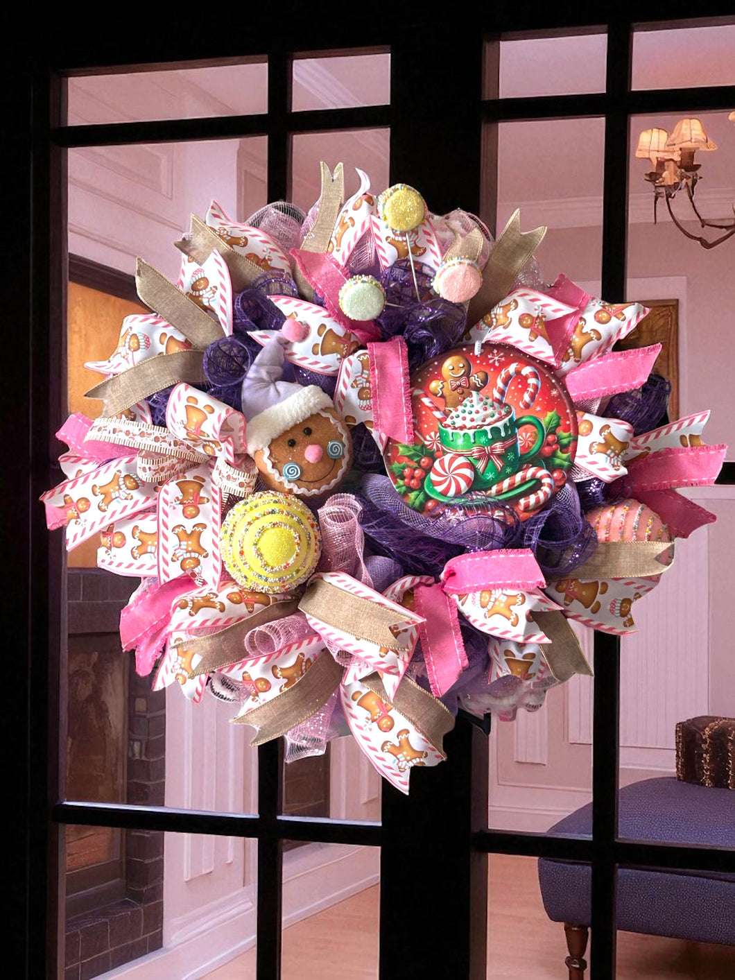 Gingerbread Wreath, Christmas Wreath, Christmas Decor, Gingerbread and Candy