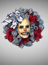 Load image into Gallery viewer, Grin of the Dead Wreath, Halloween Wreath, Scary Wreath, Halloween Decor
