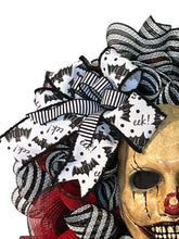Load image into Gallery viewer, Grin of the Dead Wreath, Halloween Wreath, Scary Wreath, Halloween Decor

