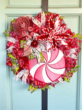 Load image into Gallery viewer, Peppermint Candy Wreath, Christmas Wreath, Candy Christmas, Christmas Decor
