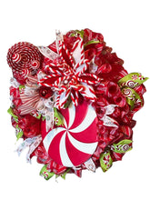 Load image into Gallery viewer, Peppermint Candy Wreath, Christmas Wreath, Candy Christmas, Christmas Decor
