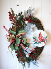 Load image into Gallery viewer, Cardinal Winter Grapevine Wreath, Winter Decor, Christmas Decor
