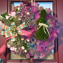 Load image into Gallery viewer, Flocked Bunny Easter Wreath, Easter Decor, Bunny Wreath
