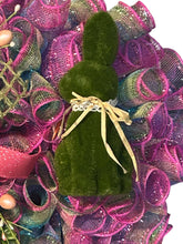 Load image into Gallery viewer, Flocked Bunny Easter Wreath, Easter Decor, Bunny Wreath
