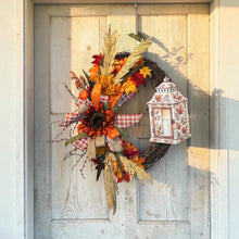 Load image into Gallery viewer, Fall Grapevine Wreath, Fall Lantern Floral Wreath, Autumn Fall Decor
