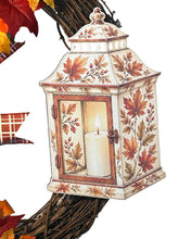 Load image into Gallery viewer, Fall Grapevine Wreath, Fall Lantern Floral Wreath, Autumn Fall Decor

