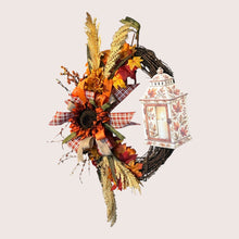 Load image into Gallery viewer, Fall Grapevine Wreath, Fall Lantern Floral Wreath, Autumn Fall Decor
