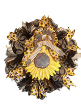 Load image into Gallery viewer, Sunflower Deco Ribbon Wreath, Everyday Wreath, Home Decor
