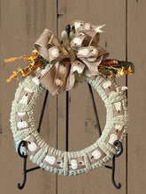 Load image into Gallery viewer, Pumpkin Fall Ribbon and Yarn Wreath
