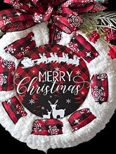 Load image into Gallery viewer, Merry Christmas Ribbon Yarn Wreath
