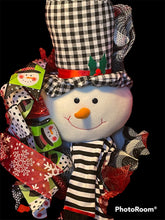 Load image into Gallery viewer, Black White Checkered Snowman Wreath
